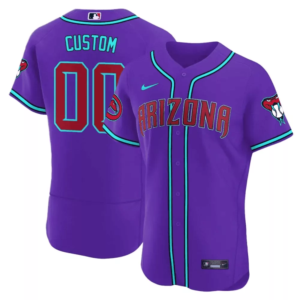 purple arizona men arizona diamondbacks 2024 flex base custom jersey v2 all stitched