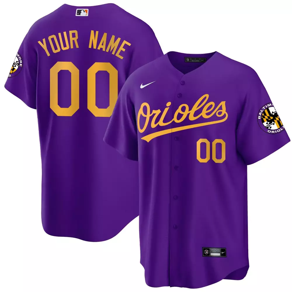 purple gold youth baltimore orioles 2023 gold cool custom jersey all stitched