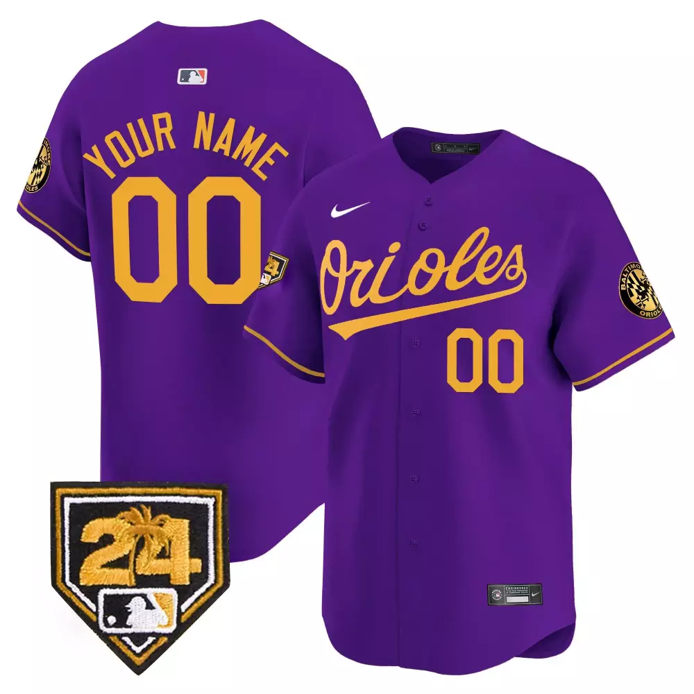purple gold youth baltimore orioles 2023 gold cool custom jersey all stitched