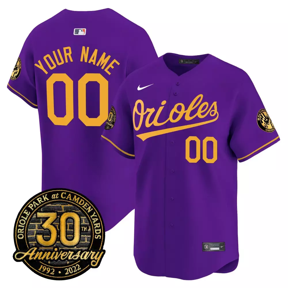 purple gold youth baltimore orioles 2023 gold cool custom jersey all stitched