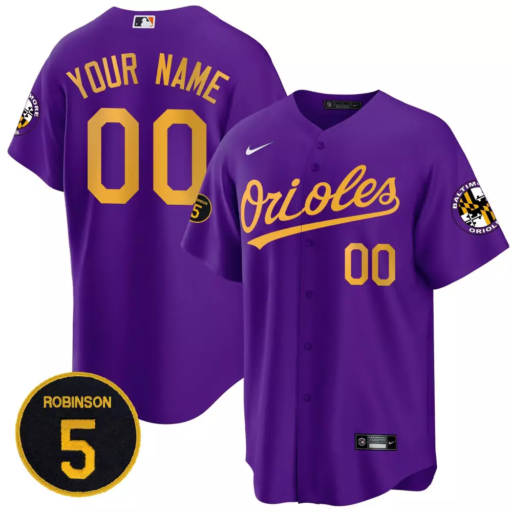 purple gold youth baltimore orioles 2023 gold cool custom jersey all stitched