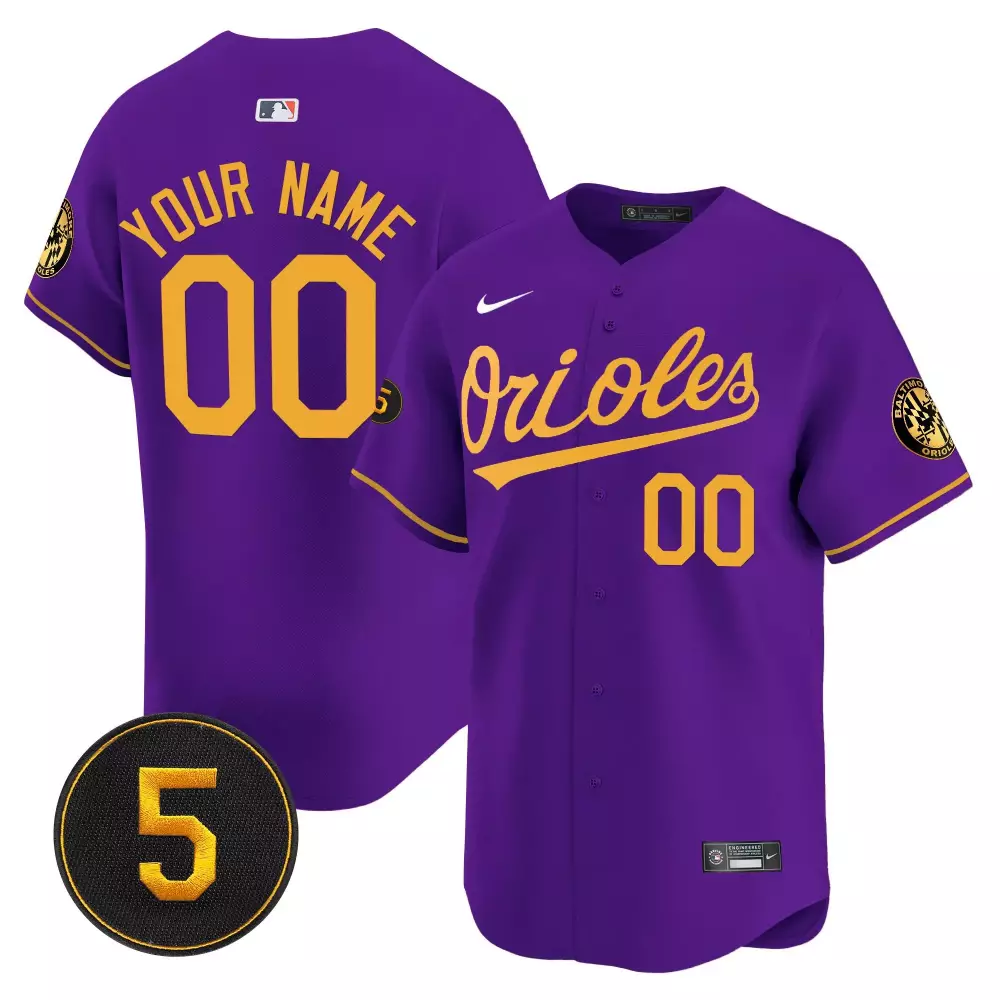 purple gold youth baltimore orioles robinson patch vapor premier limited custom jersey all stitched