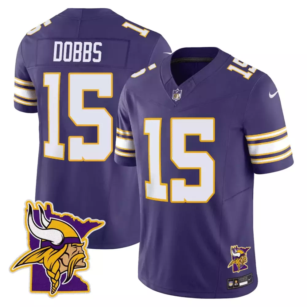 Josh Dobbs Minnesota Vikings Men's Purple Map Patch Limited Jersey | Stitched Fan Gear | For Men, Women & Youth