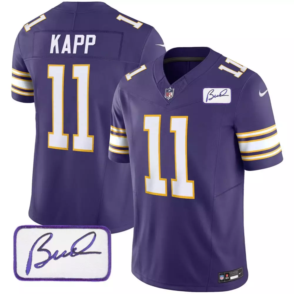 Joe Kapp Minnesota Vikings Men's Purple Bud Grant Patch Classic Limited Jersey | Stitched Fan Gear | For Men, Women & Youth