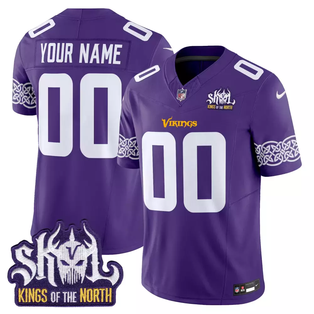purple men minnesota vikings kings of the north patch vapor limited custom jersey v2 all stitched