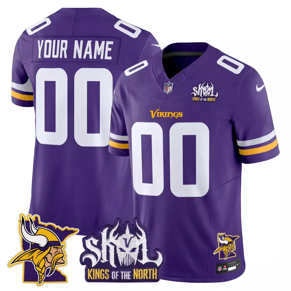 purple men minnesota vikings kings of the north patch vapor limited custom jersey v2 all stitched