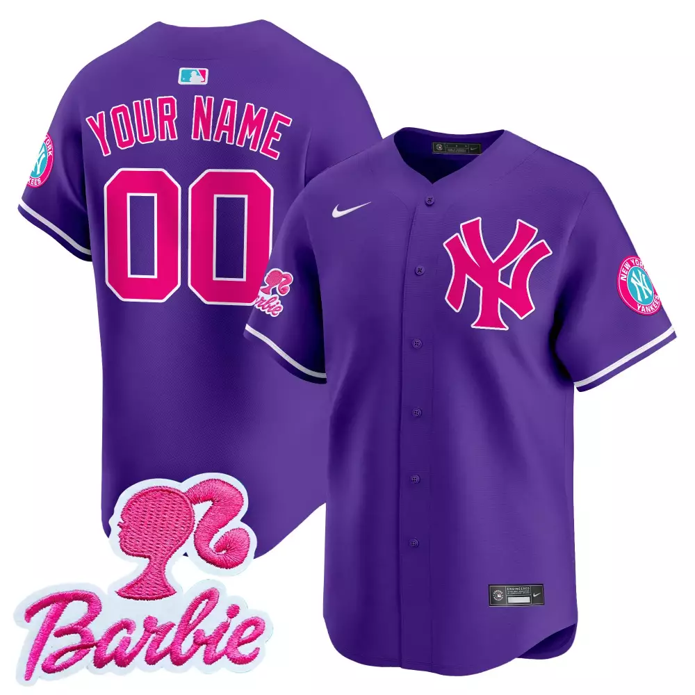 purple men new york yankees barbie patch vapor premier limited custom jersey all stitched