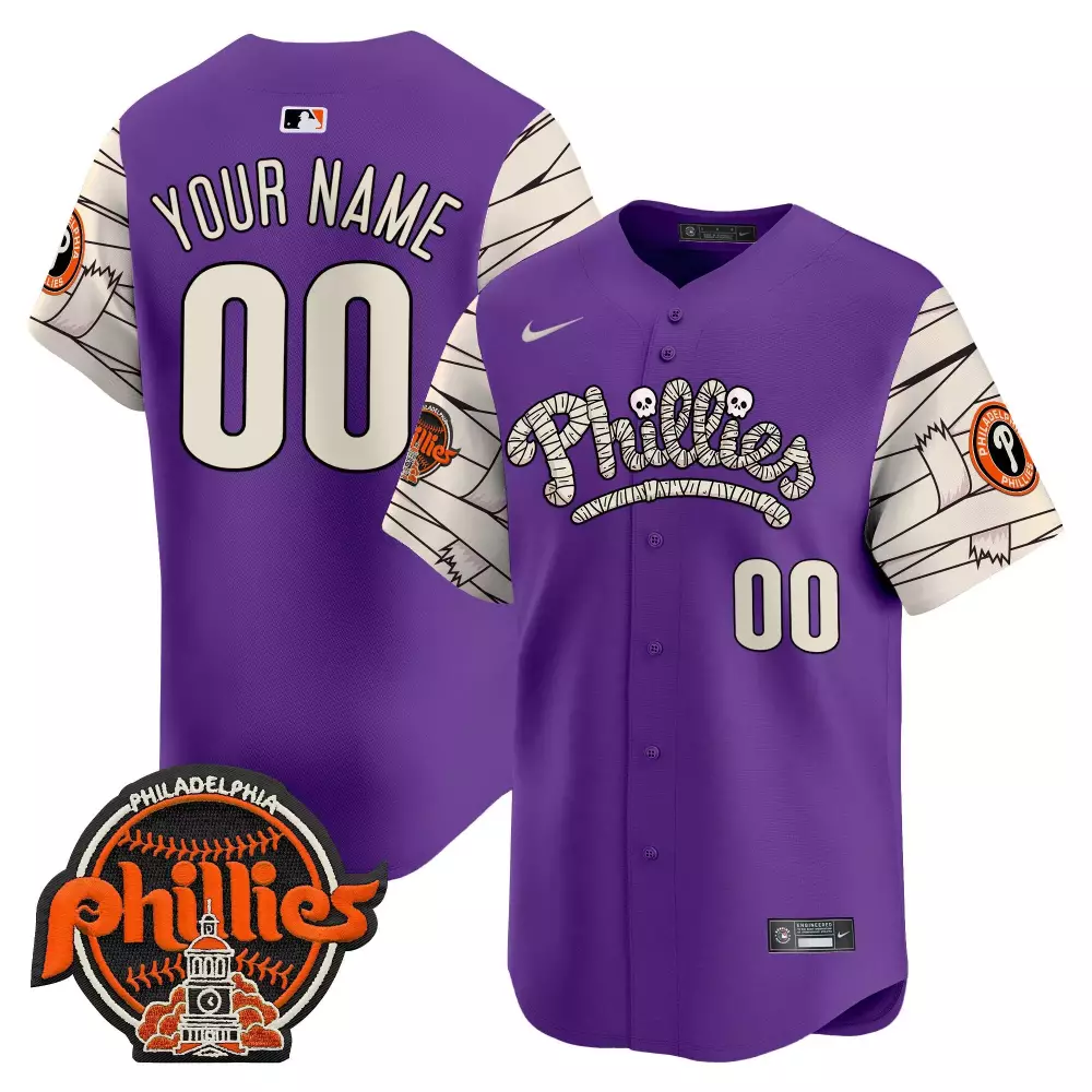 purple men philadelphia phillies halloween vapor premier limited custom jersey all stitched