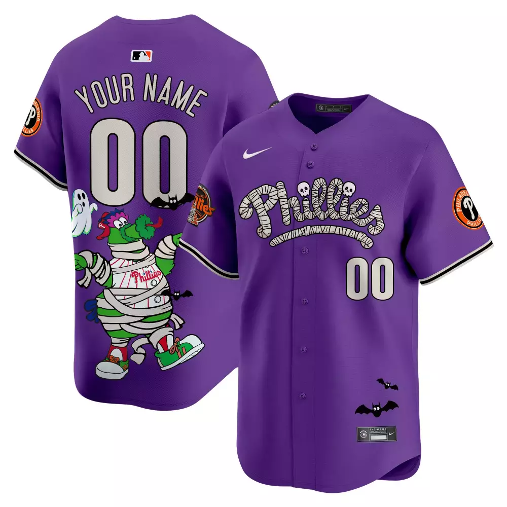 purple men philadelphia phillies halloween vapor premier limited custom jersey all stitched