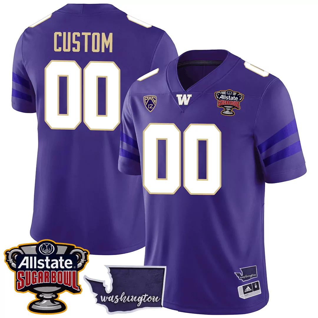 purple men washington huskies sugar bowl patch vapor jersey all stitched
