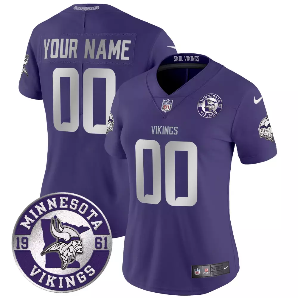 purple men minnesota vikings kings of the north patch vapor limited custom jersey v2 all stitched