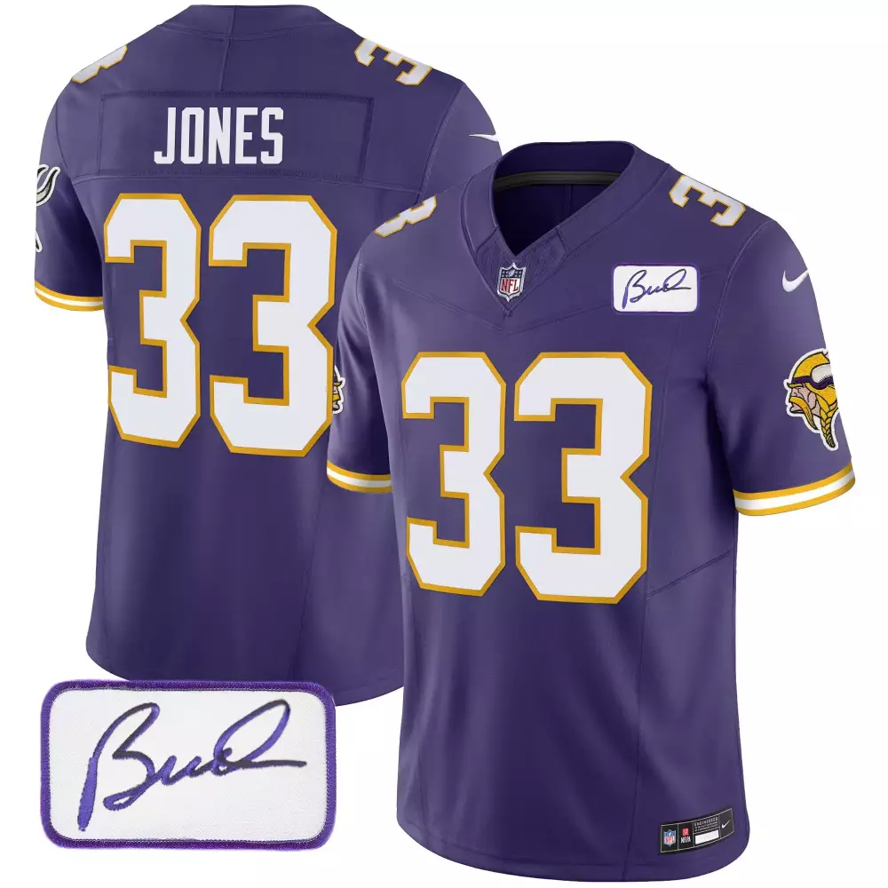 Aaron Jones Minnesota Vikings Purple Classic Limited Jersey | Bud Grant Patch | Stitched Fan Gear | For Men, Women & Youth