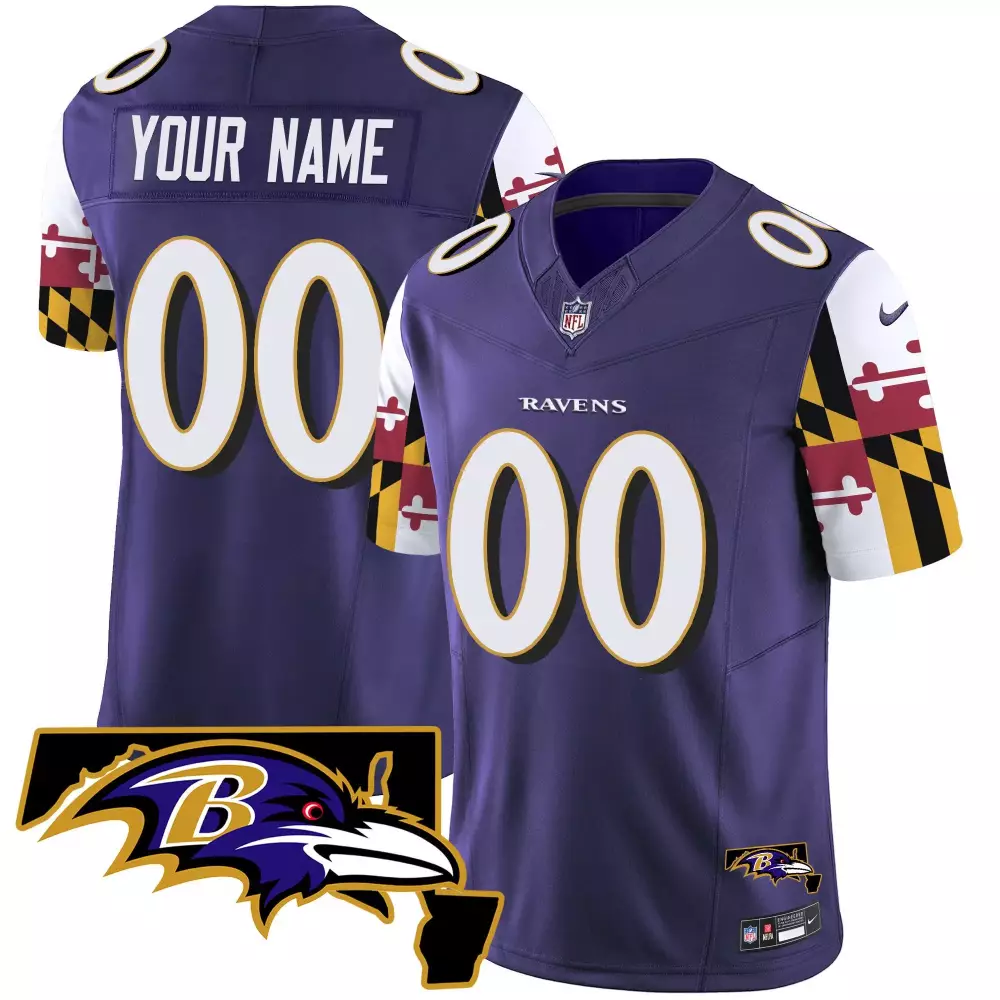 Vapor Limited Purple Youth Baltimore Ravens Maryland Flag Jersey V2 | Stitched | Fan Gear for Men, Women & Youth