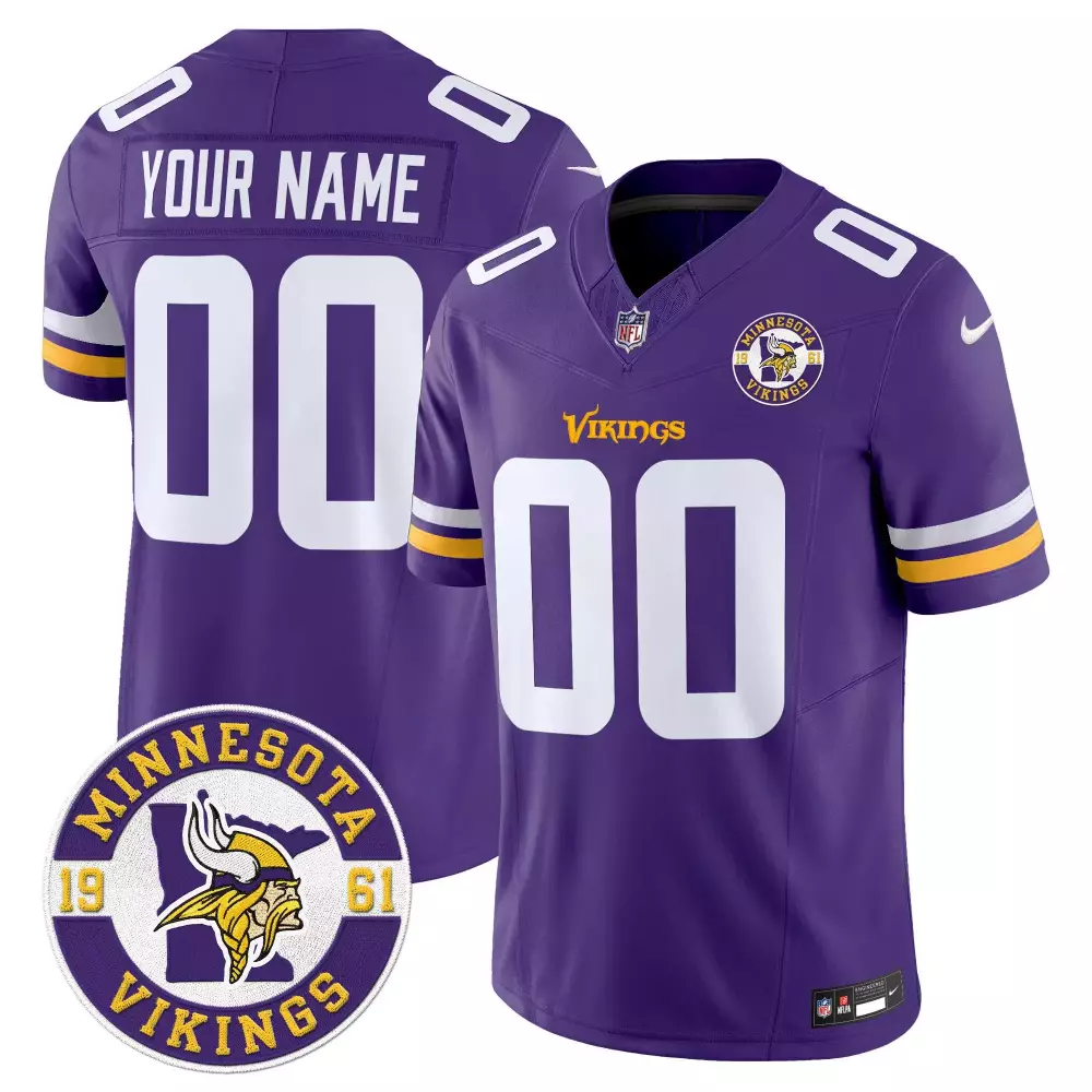 Minnesota Vikings 2024 Vapor Limited Custom Jersey V2 | Purple Stitched Est 1961 Patch | For Youth | For Men, Women & Youth