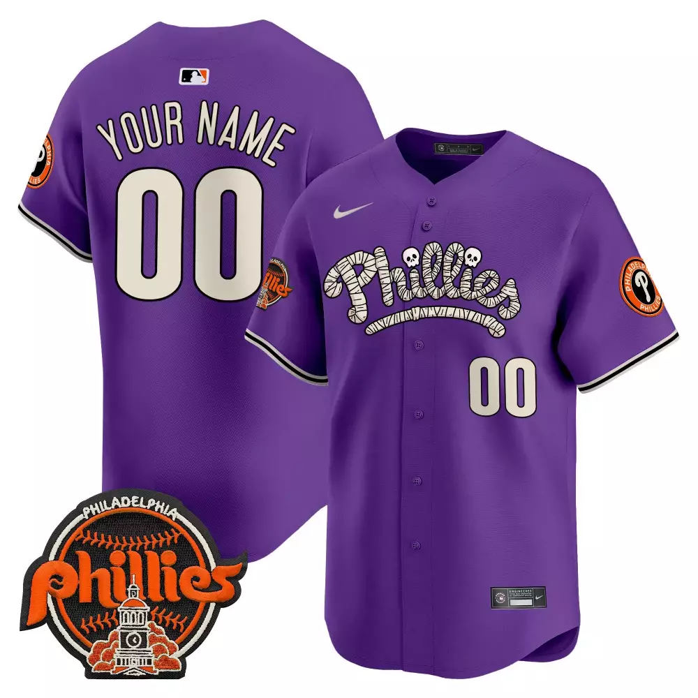Youth Philadelphia Phillies Purple Barbie Patch Jersey | Vapor Premier Limited Edition | All Stitched Fan Gear | For Men, Women & Youth