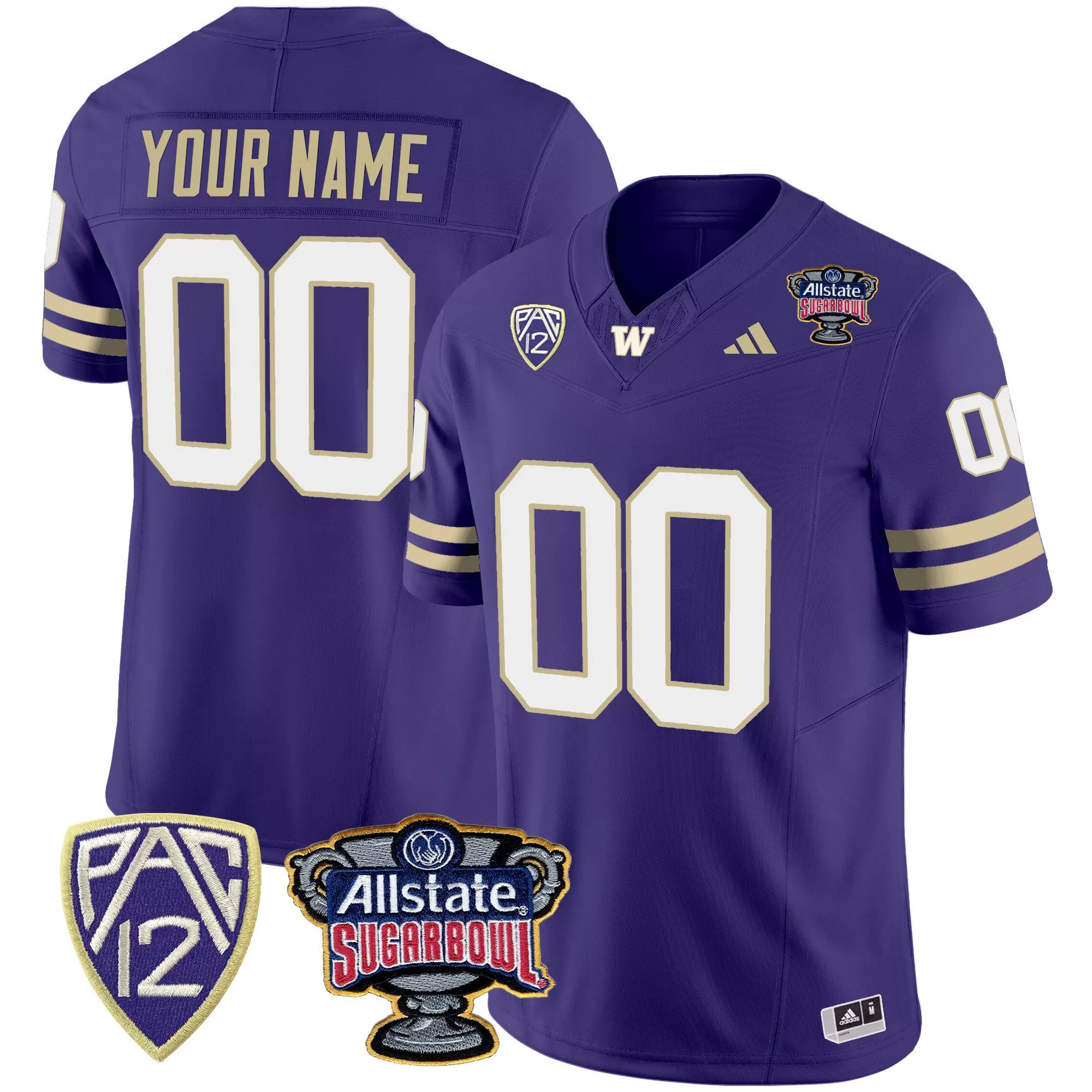 purple men washington huskies sugar bowl patch vapor jersey all stitched