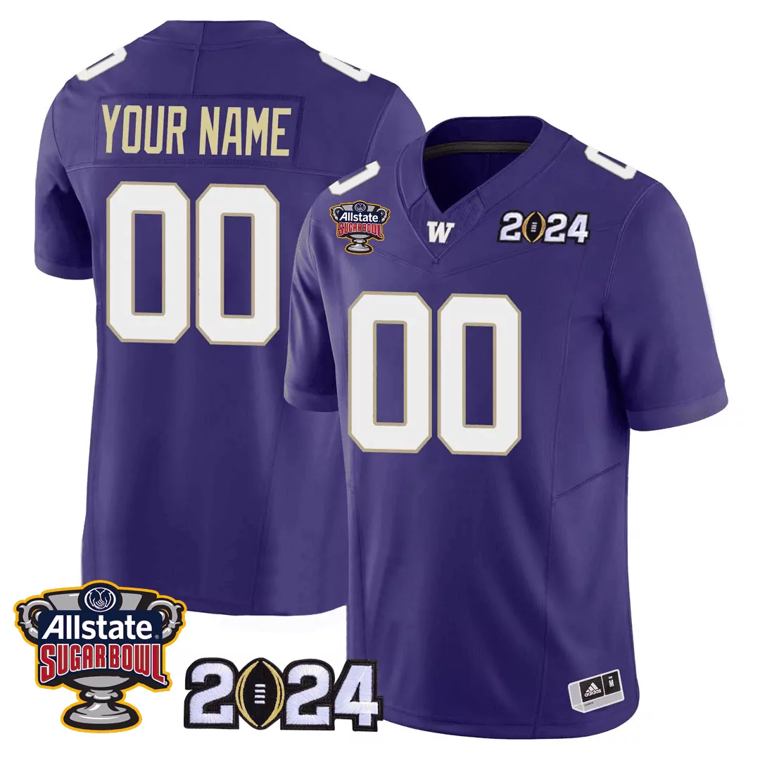purple youth washington huskies sugar bowl 2024 college bowl patch vapor custom jersey all stitched