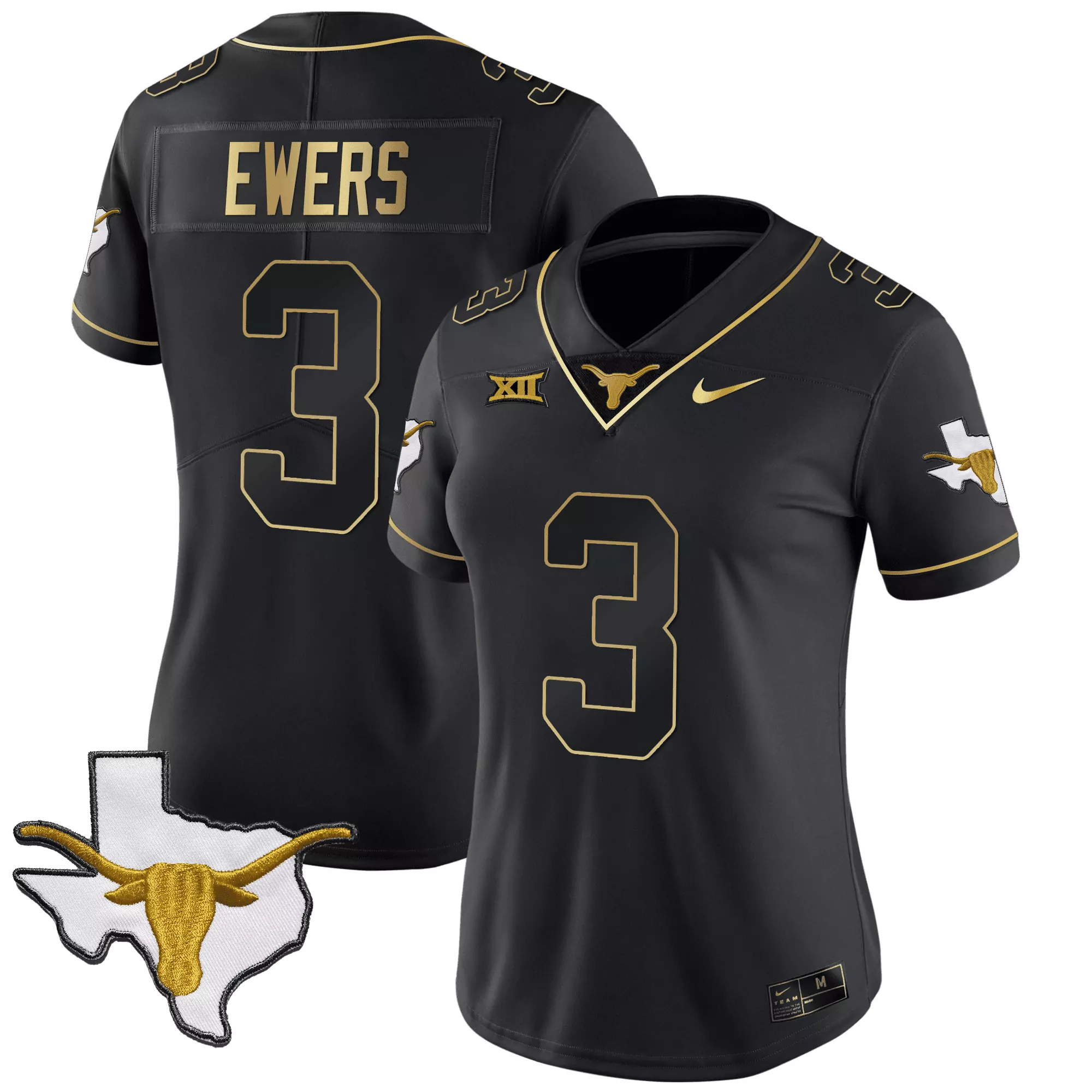 quinn ewers black gold womens texas longhorns gold vapor limited jersey all stitched
