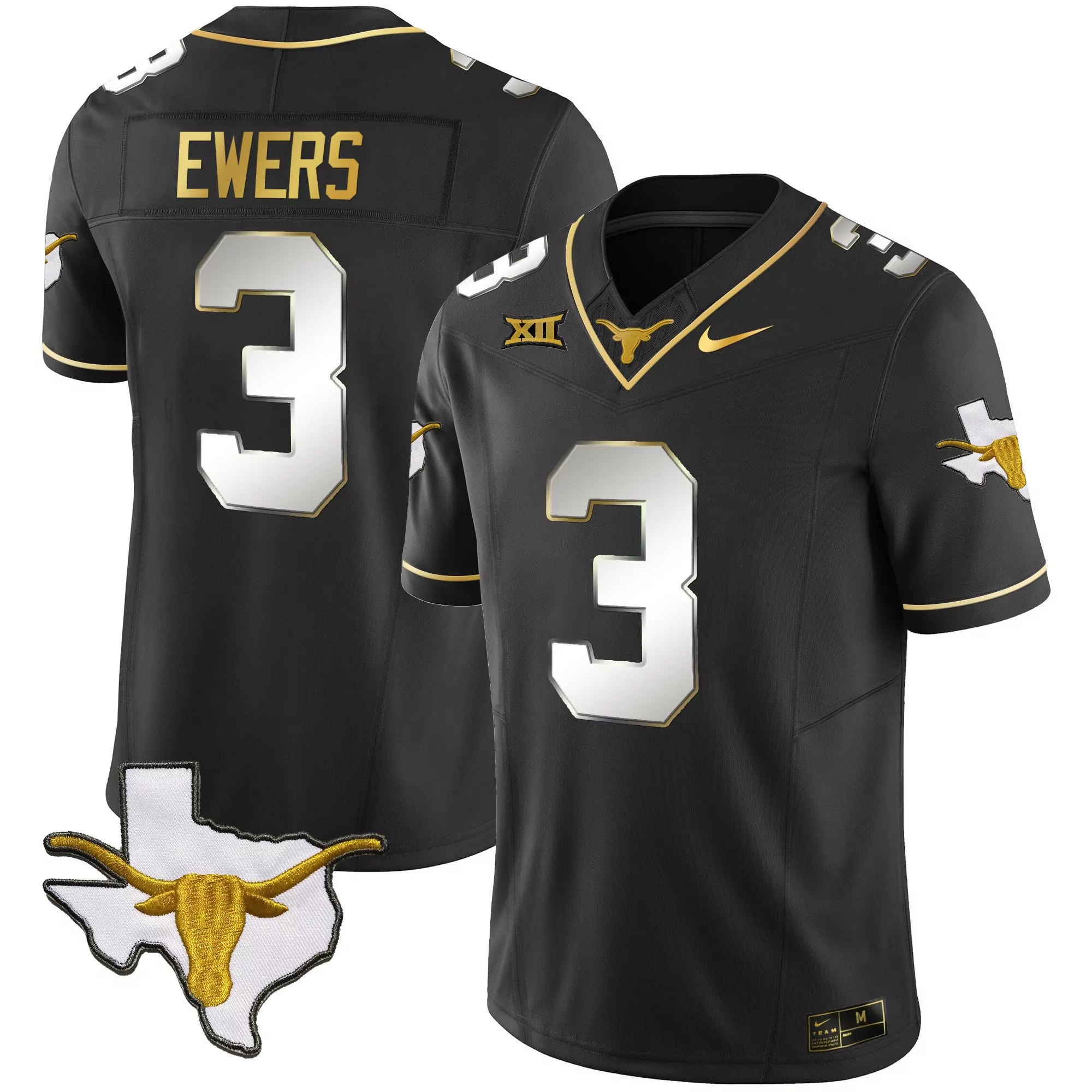 quinn ewers black gold womens texas longhorns gold vapor limited jersey all stitched