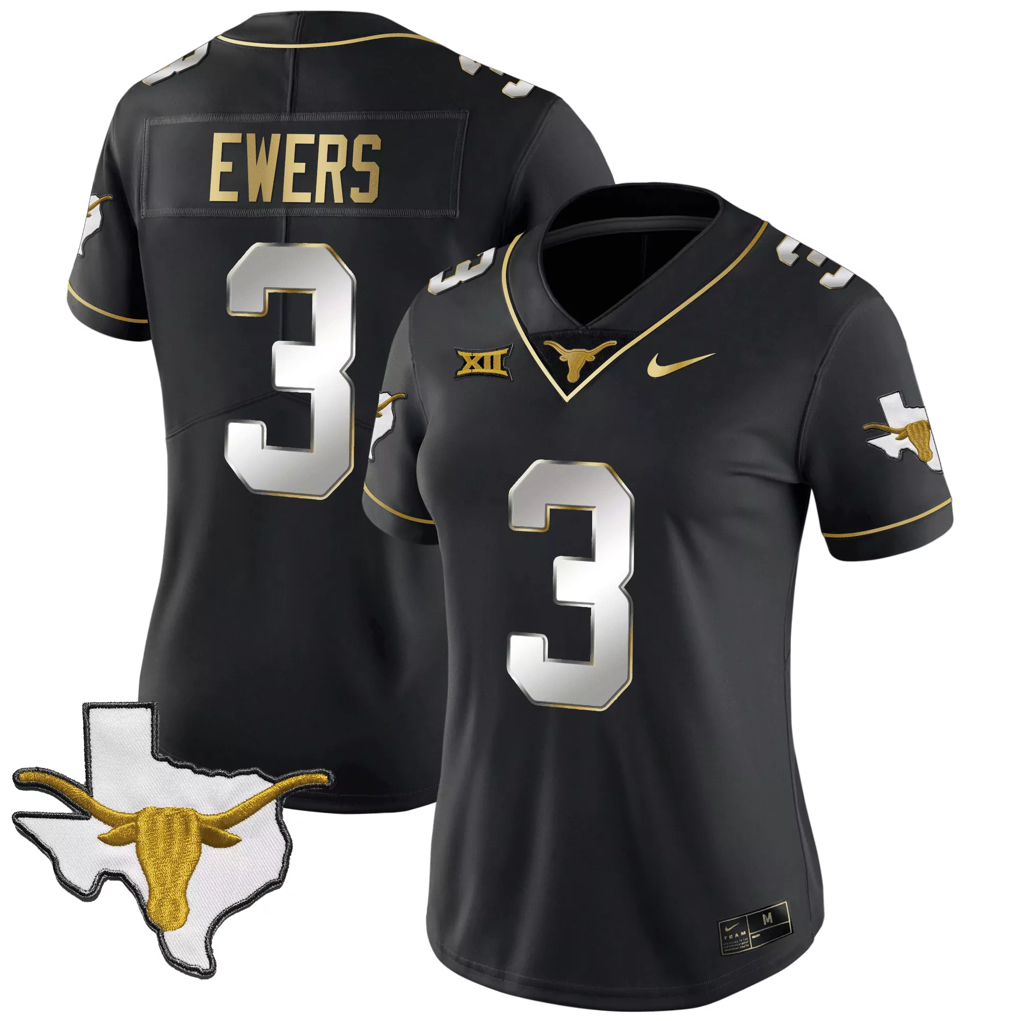 quinn ewers black gold womens texas longhorns gold vapor limited jersey all stitched