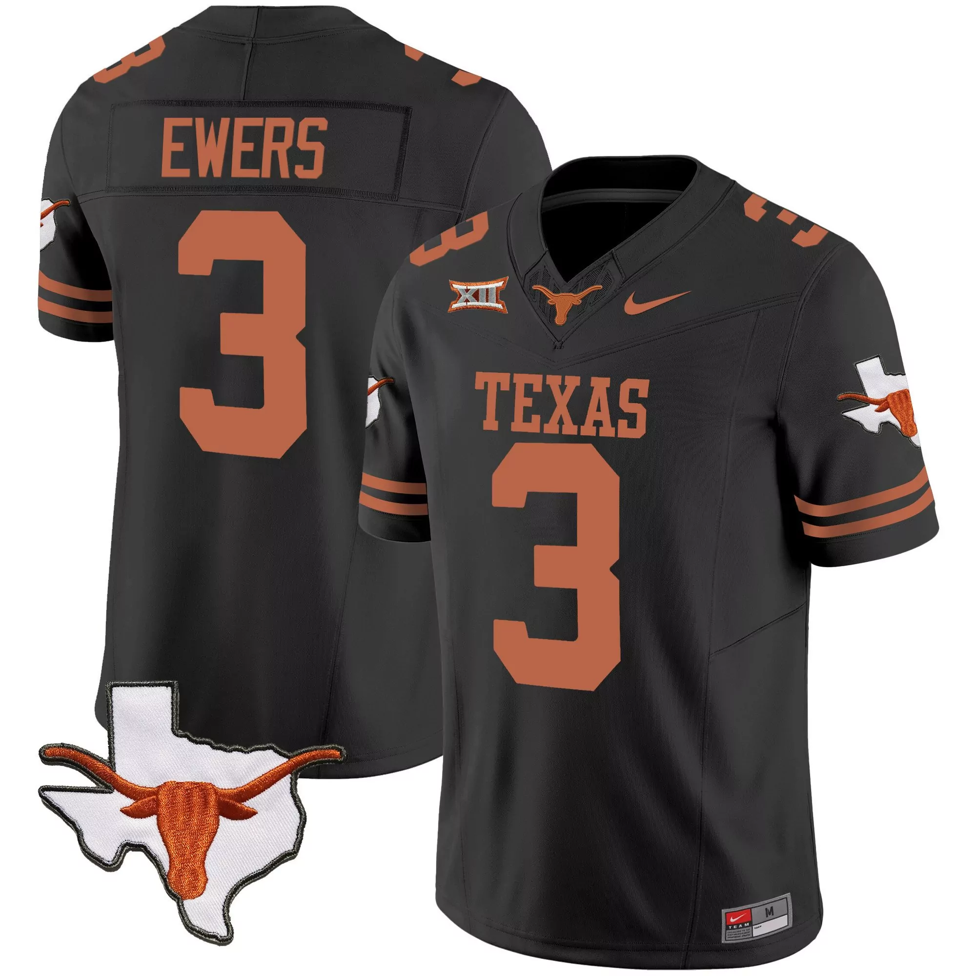 quinn ewers black mens texas longhorns vapor limited jersey v3 all stitched