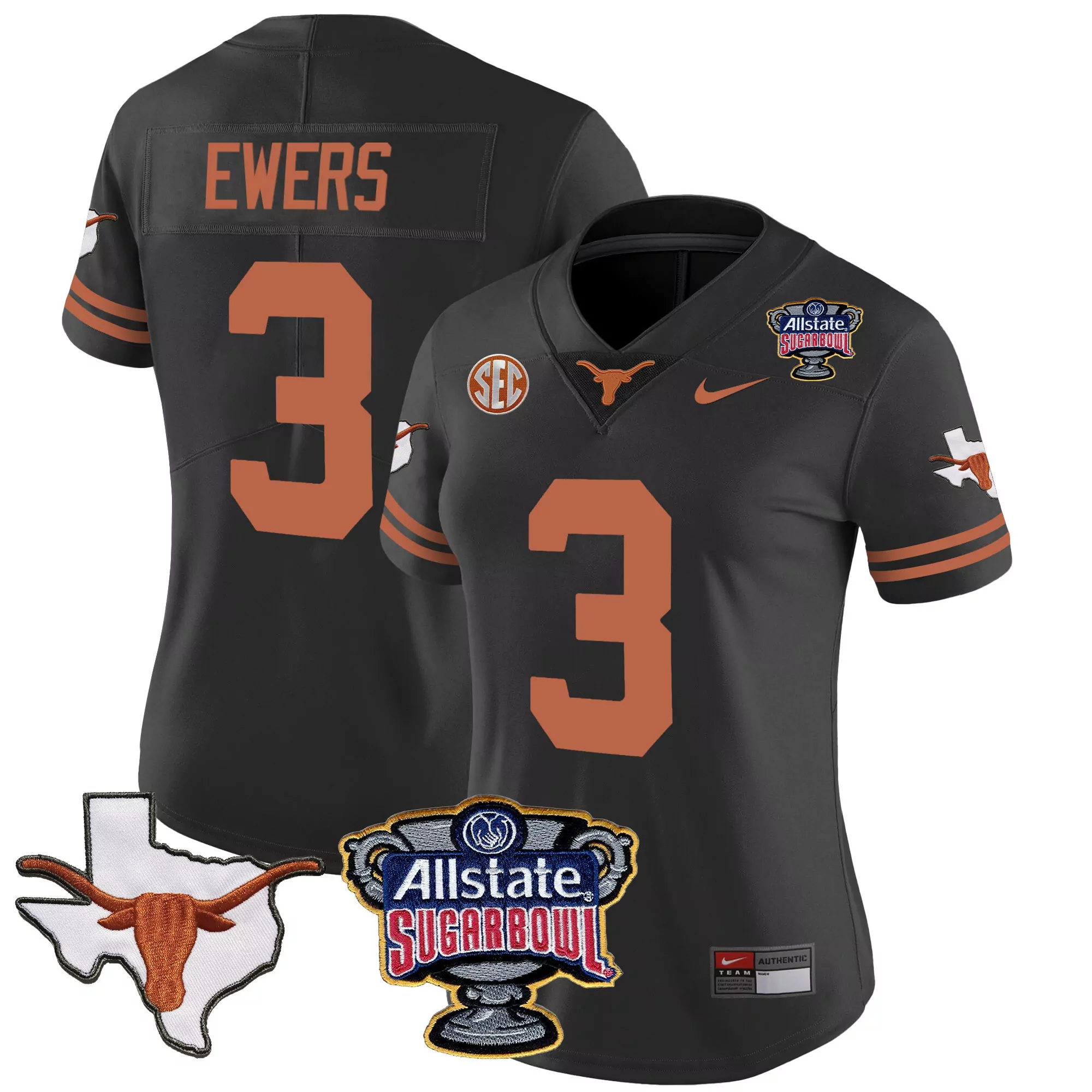 quinn ewers black mens texas longhorns vapor limited jersey v3 all stitched