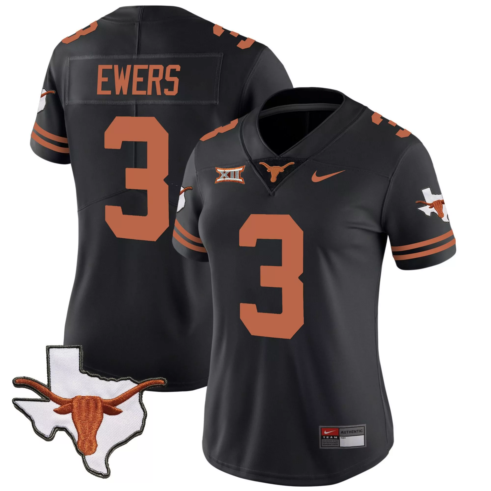 quinn ewers black mens texas longhorns vapor limited jersey v3 all stitched