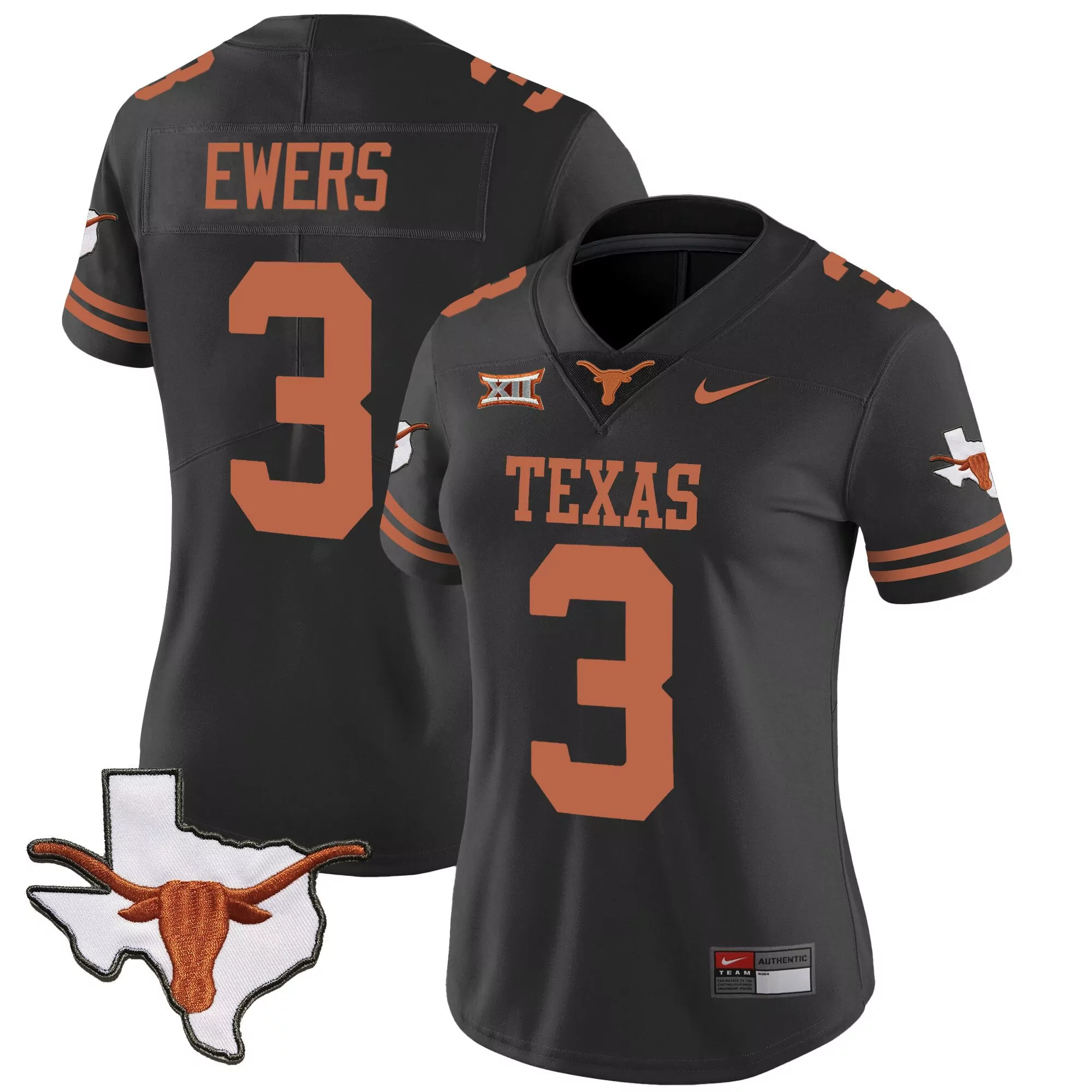 quinn ewers black womens texas longhorns vapor limited jersey v3 all stitched