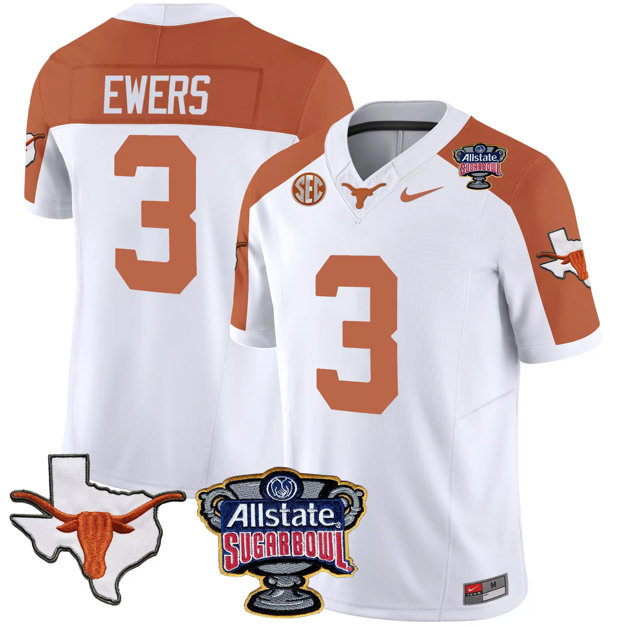 quinn ewers inverted mens texas longhorns state map sec patch vapor jersey all stitched
