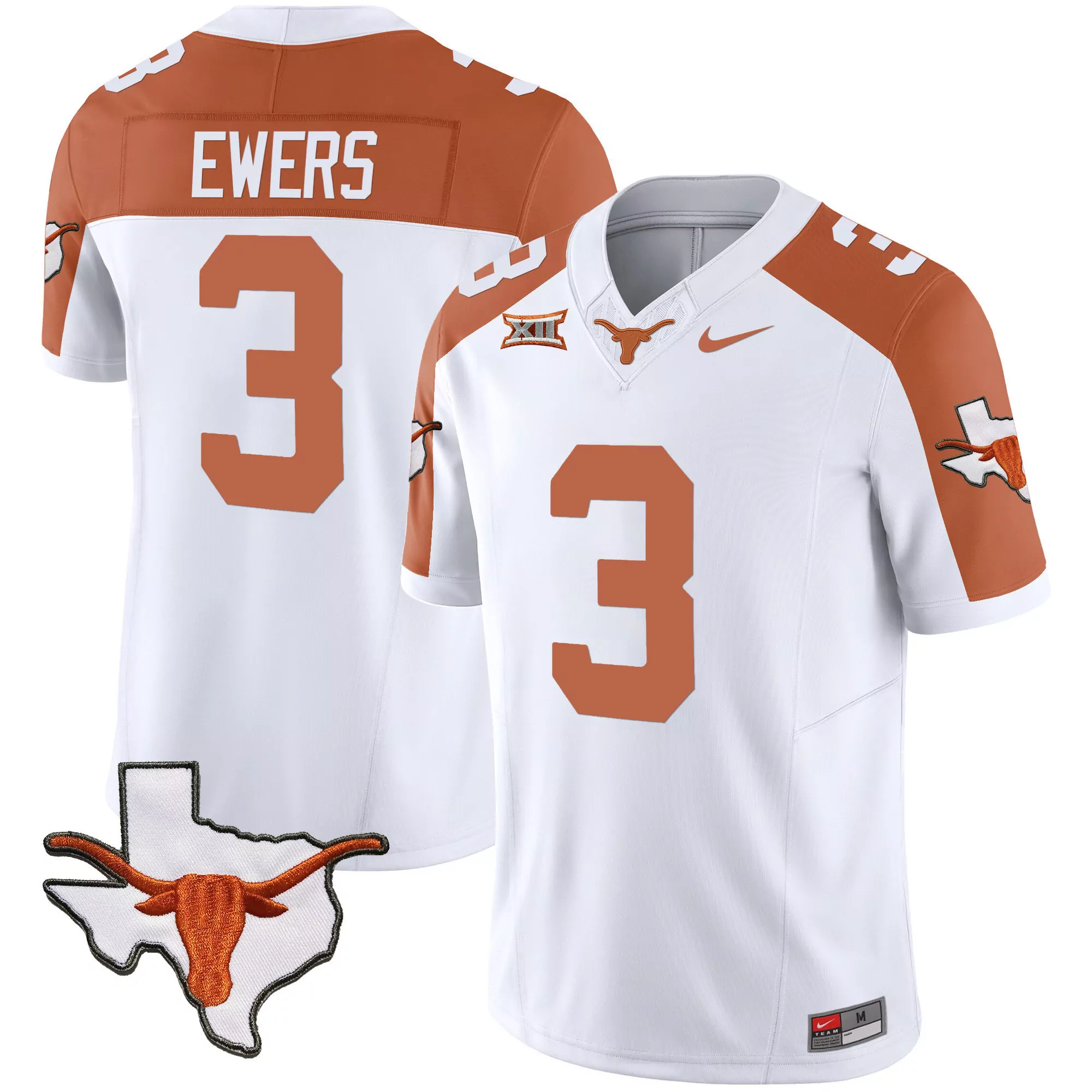 quinn ewers inverted mens texas longhorns state map sec patch vapor jersey all stitched