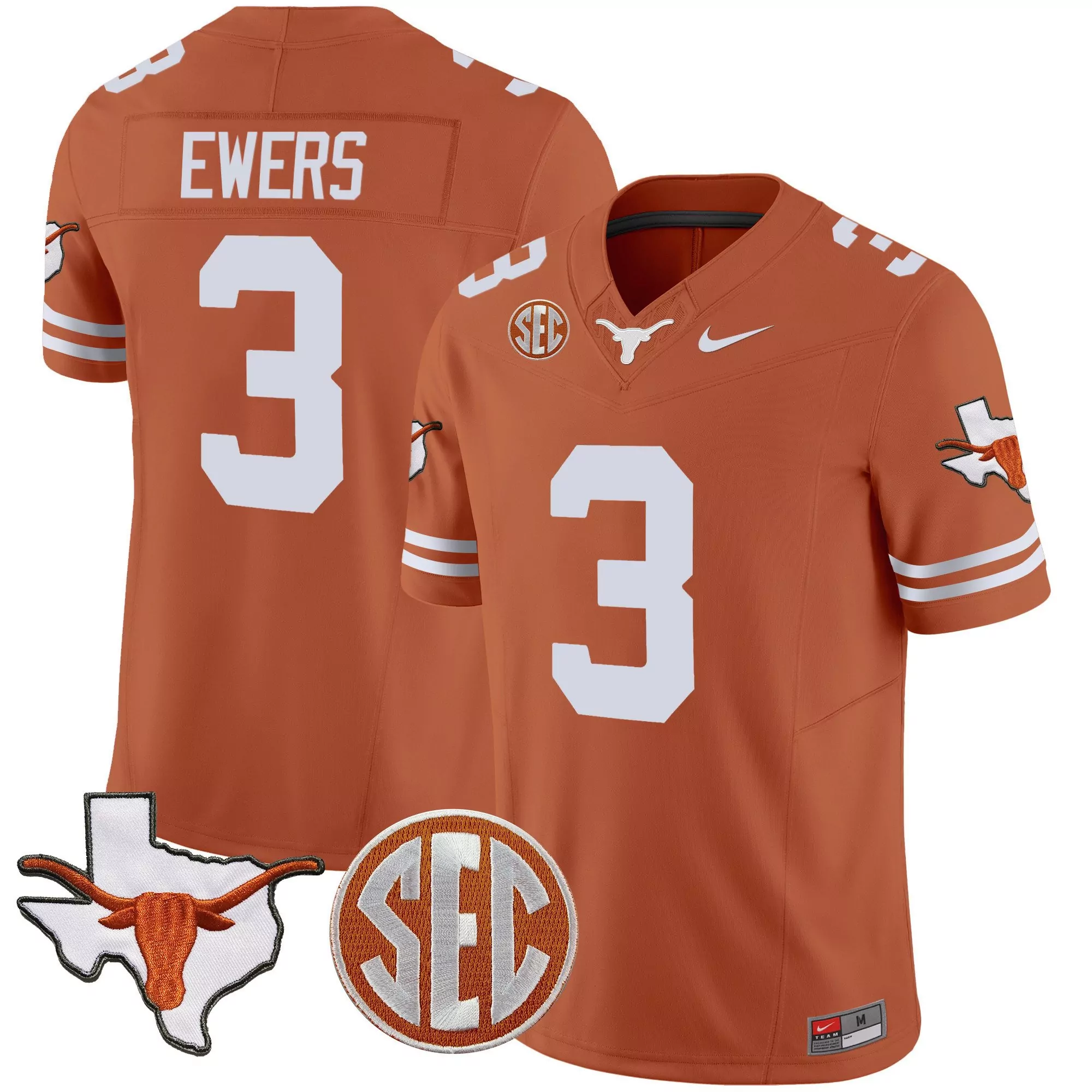 quinn ewers red mens texas longhorns mexico sec patch vapor jersey all stitched