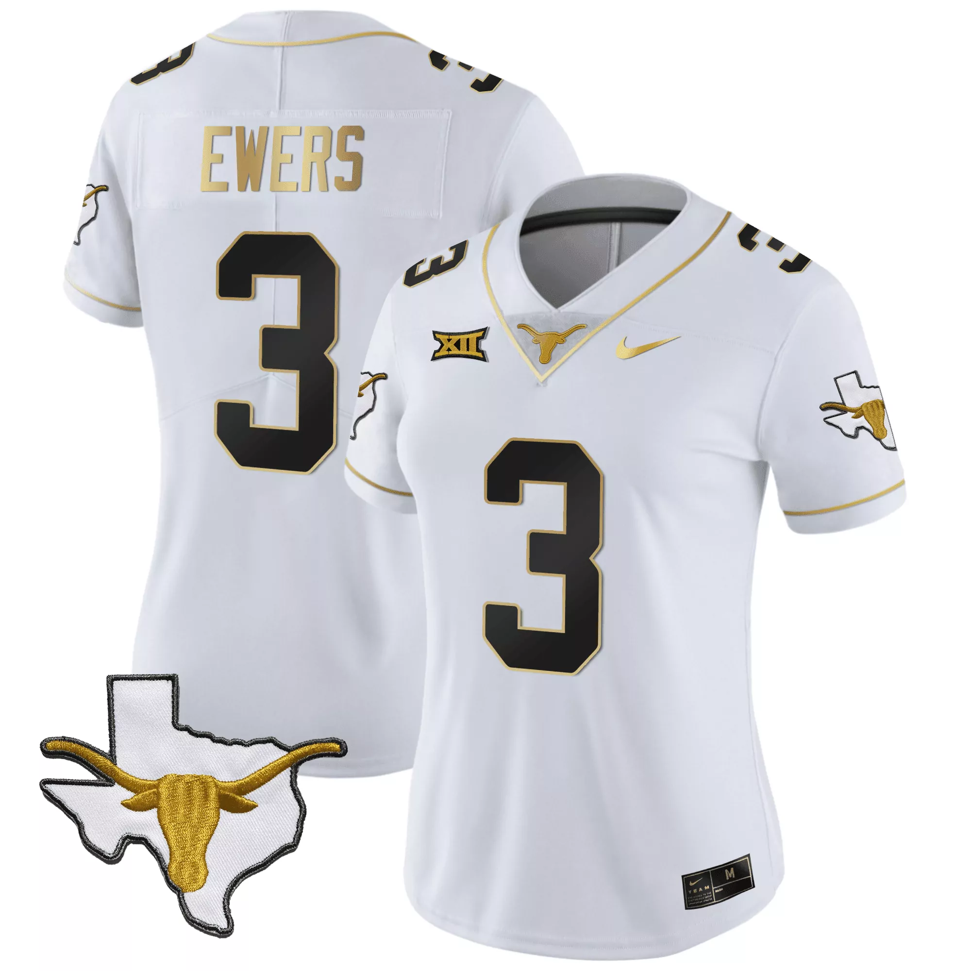 quinn ewers white gold mens texas longhorns black limited gold vapor jersey all stitched