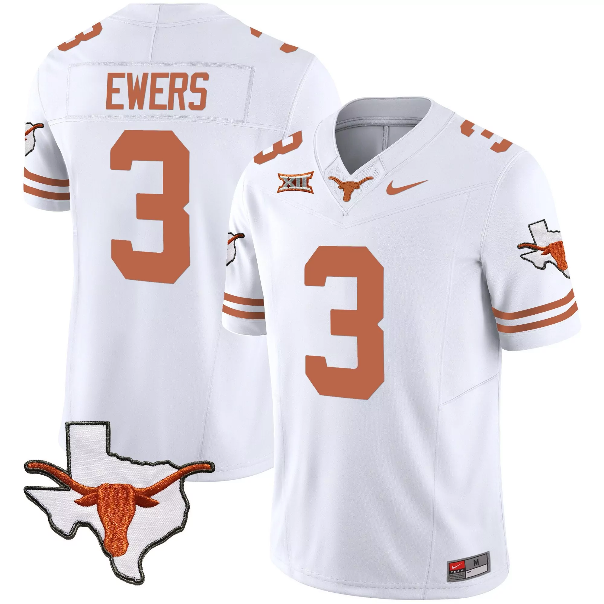 quinn ewers white mens texas longhorns vapor limited jersey all stitched