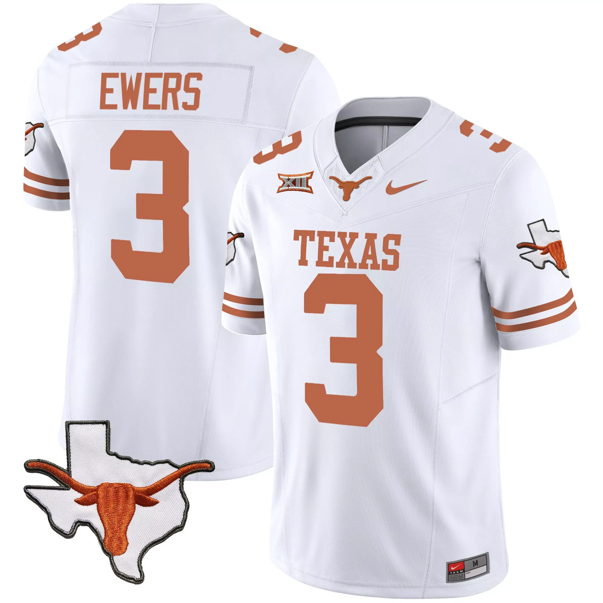 quinn ewers white mens texas longhorns vapor limited jersey all stitched