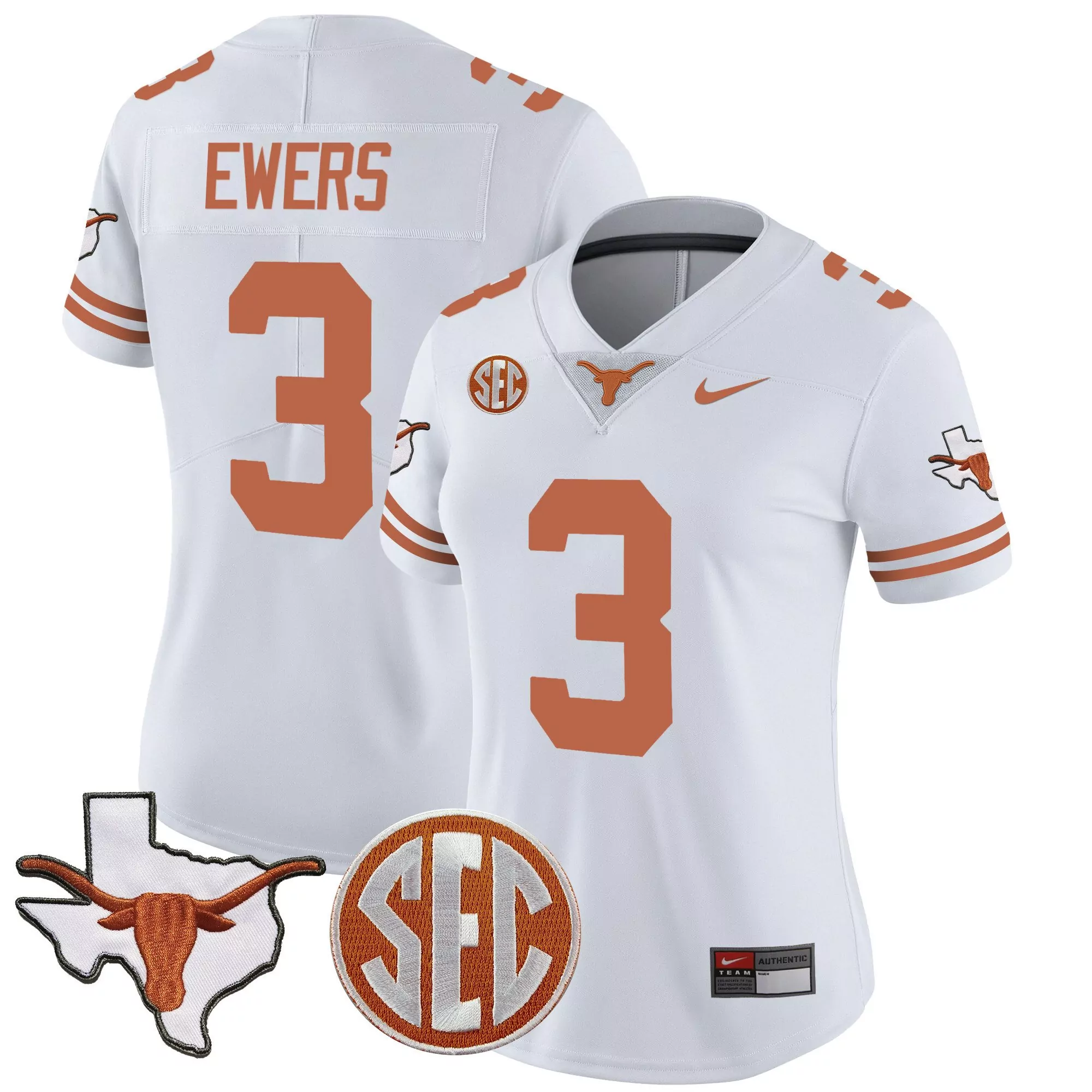 quinn ewers white mens texas longhorns vapor limited jersey all stitched