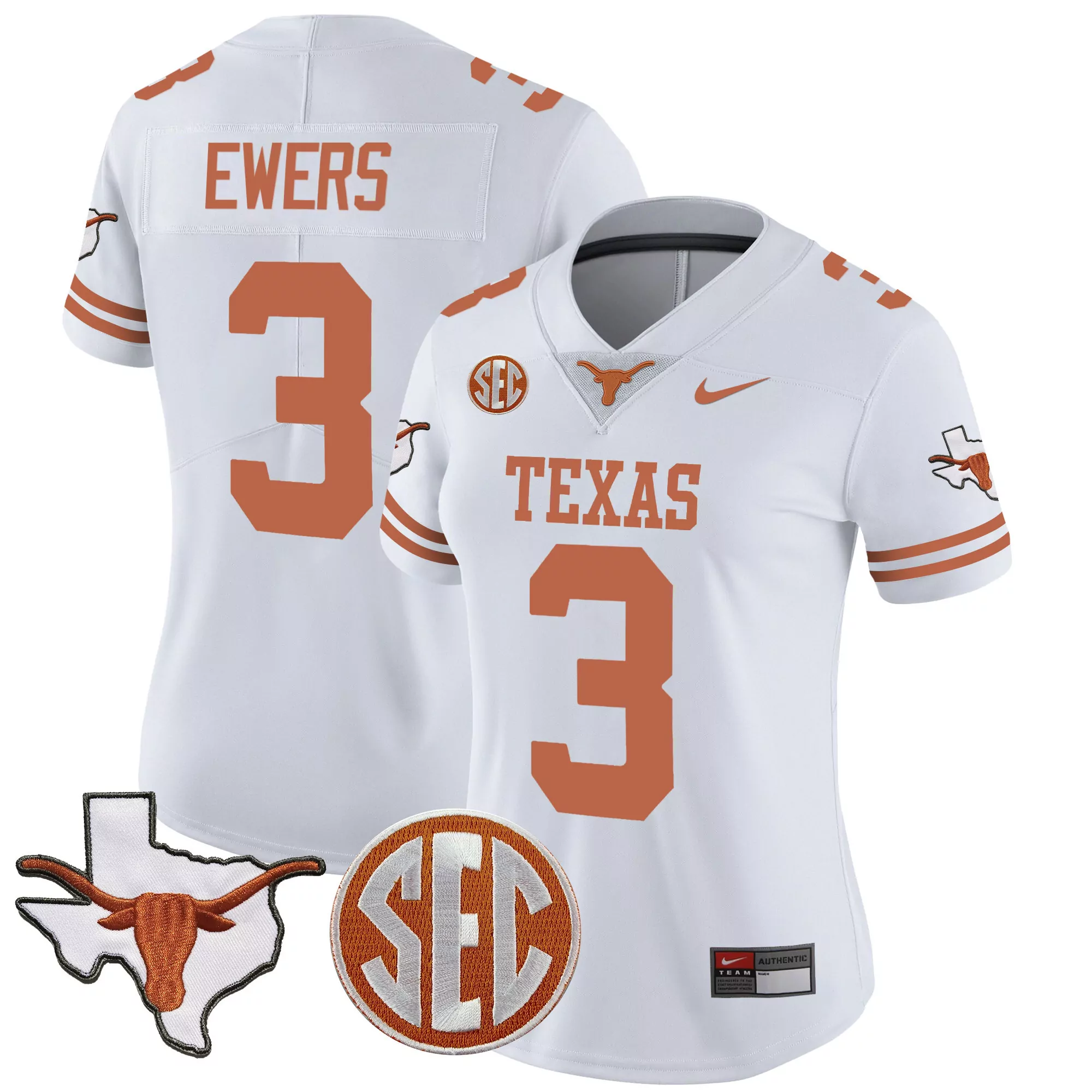 quinn ewers white mens texas longhorns vapor limited jersey all stitched