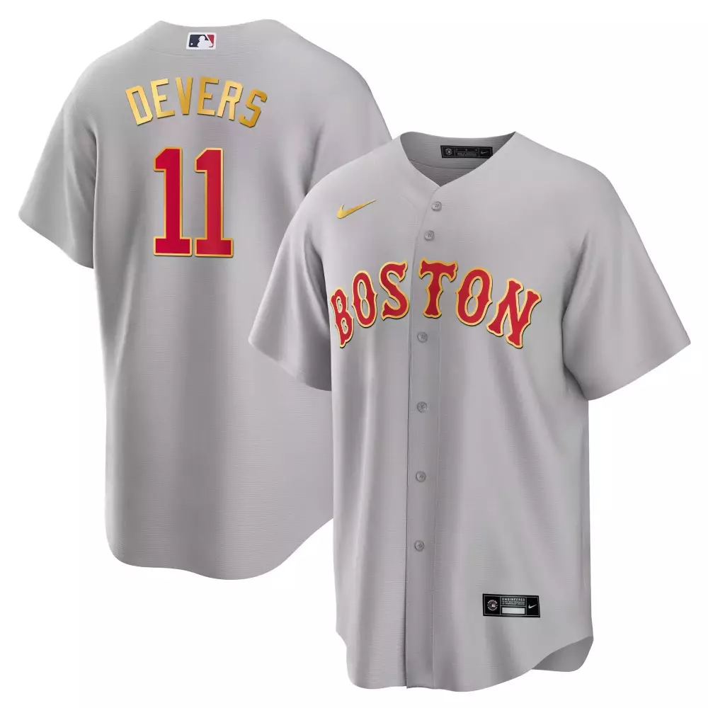 rafael devers cool gray mens boston red sox gold trim jersey all stitched
