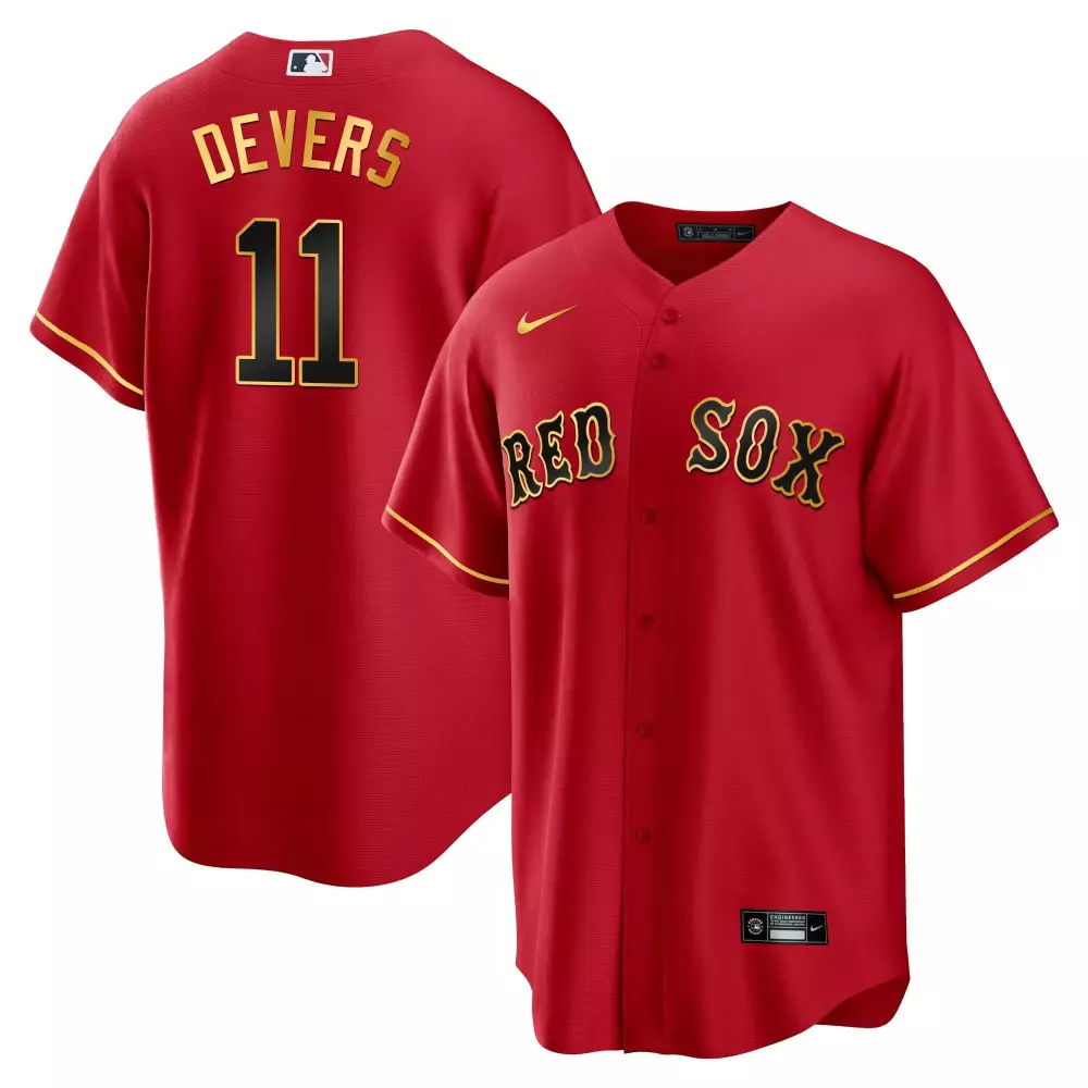 rafael devers cool red mens boston red sox gold trim jersey all stitched