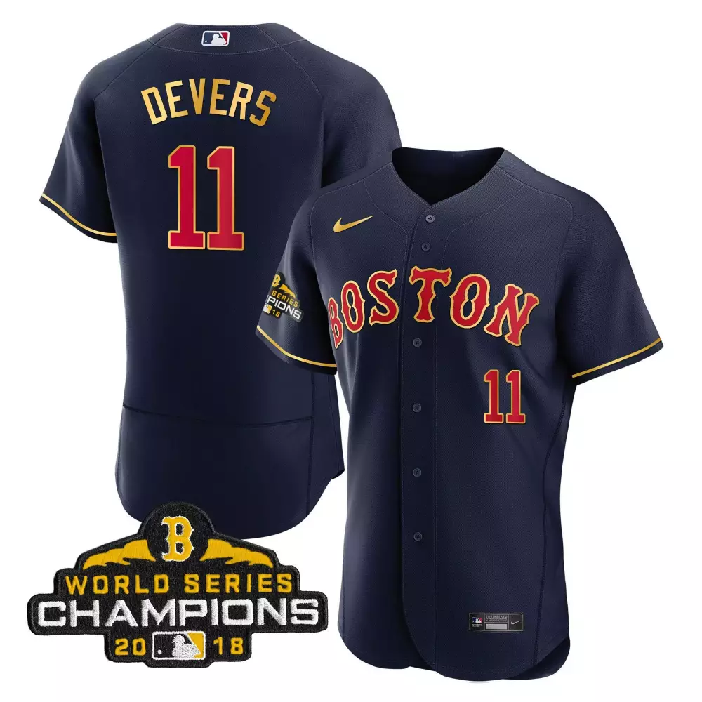 rafael devers flex black men boston red sox world series champion 2018 gold jersey all stitched