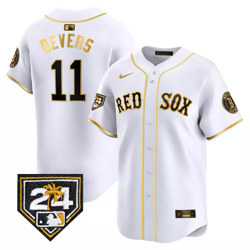 rafael devers white gold mens boston red sox 2024 spring training patch vapor premier limited jersey all stitched