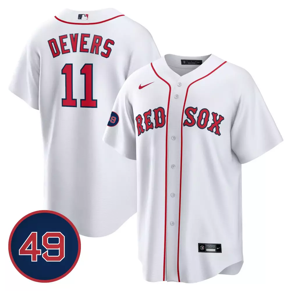 rafael devers white mens boston red sox 49 tim wakefield patch cool base jersey all stitched