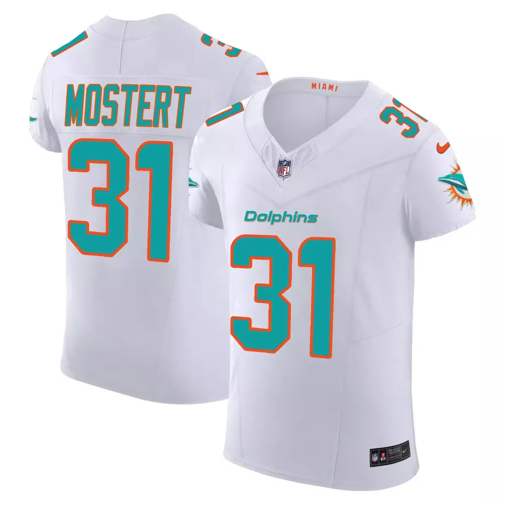 Raheem Mostert Miami Dolphins 2023 Vapor Elite Jersey | White Style | All Stitched Fan Gear | For Men, Women & Youth