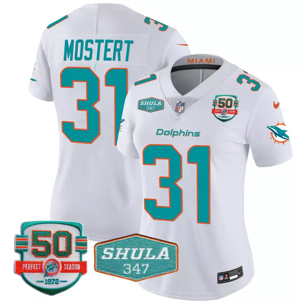 Raheem Mostert Black Women's Miami Dolphins Shula 347 Patch Vapor Jersey | Stitched Fan Gear | For Men, Women & Youth