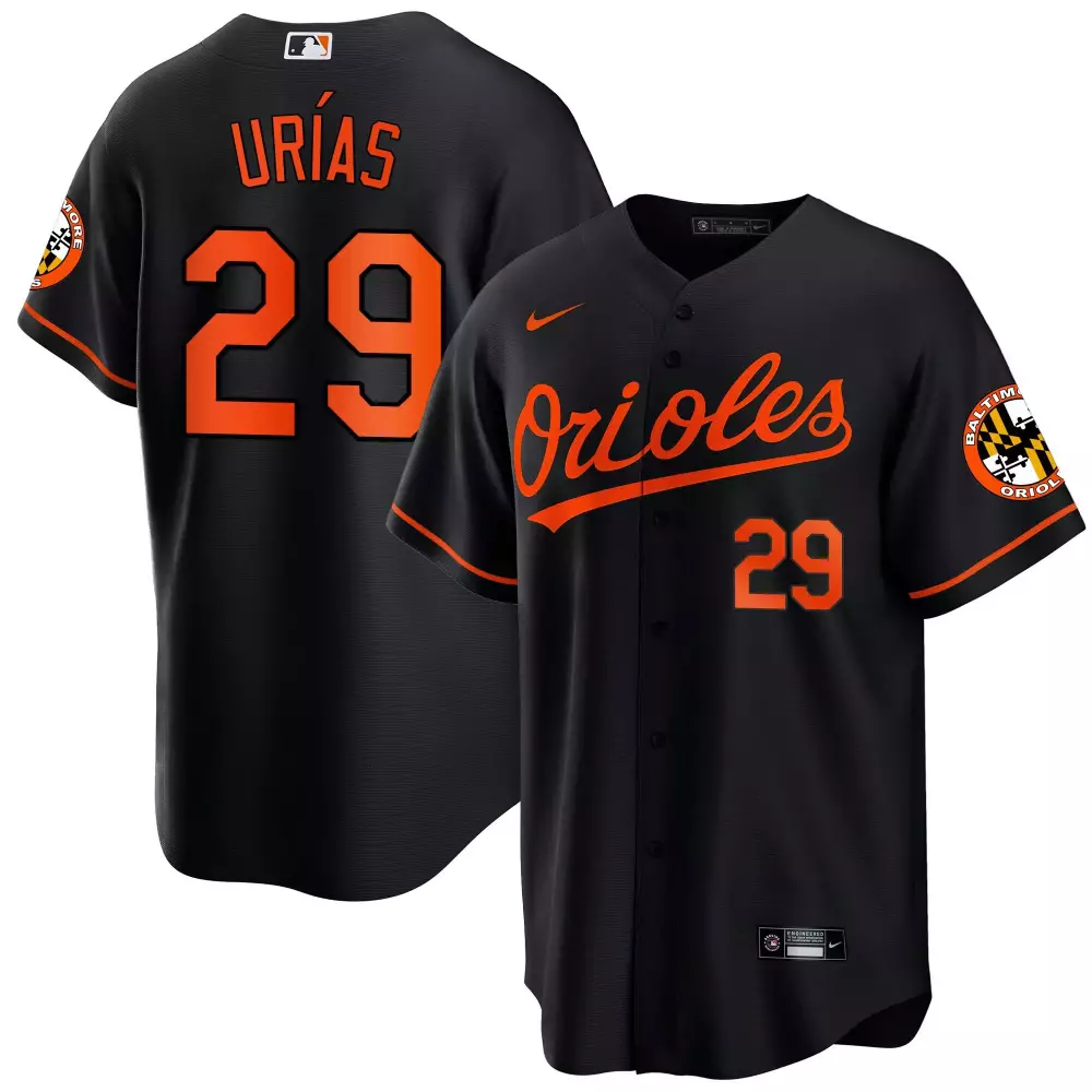 ramon uriass black limited mens baltimore orioles 2023 special gold cool jersey all stitched