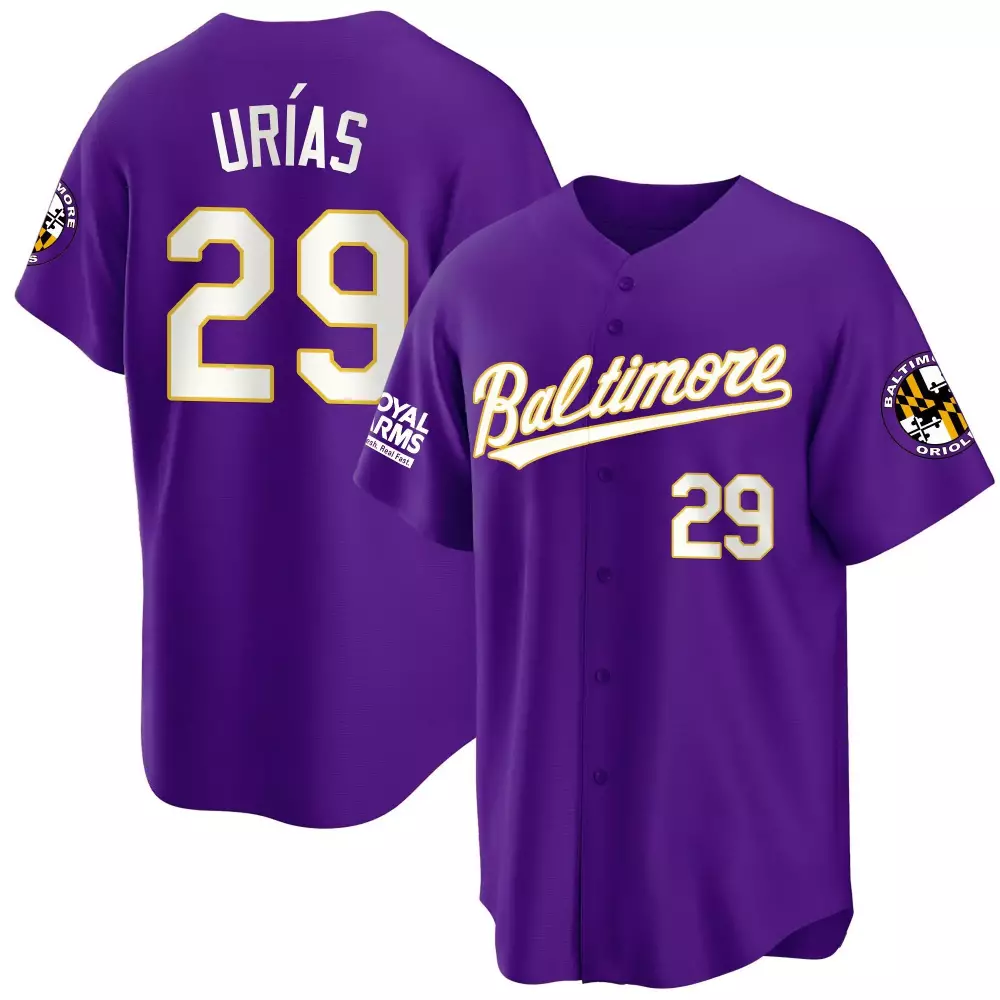 ramon uriass purple mens baltimore orioles 2023 gold cool jersey all stitched