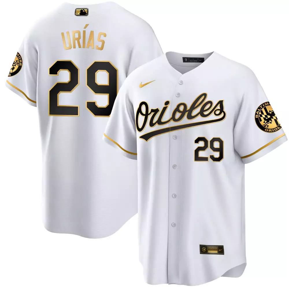 ramon uriass purple mens baltimore orioles 2023 gold cool jersey all stitched