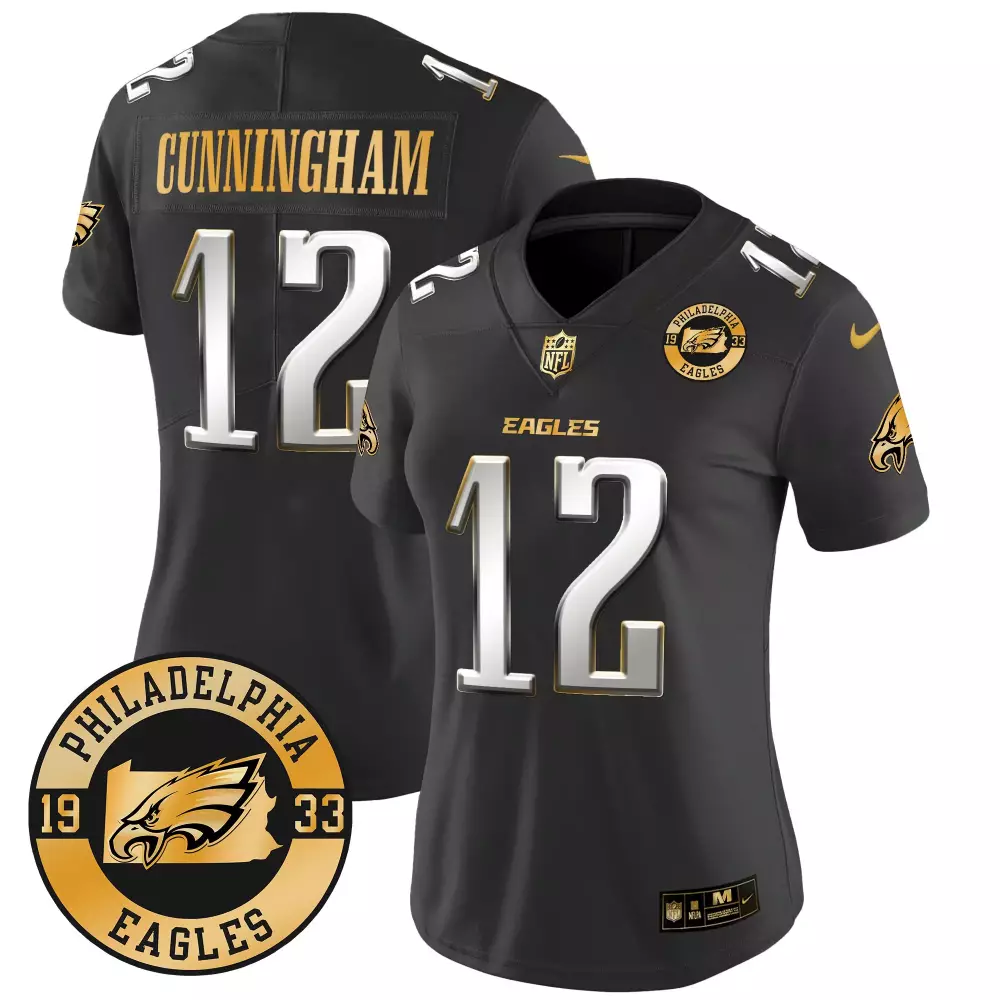 Randall Cunningham Philadelphia Eagles Black Limited Women's Gold Kelly Throwback Jersey | All Stitched for Men, Women & Youth