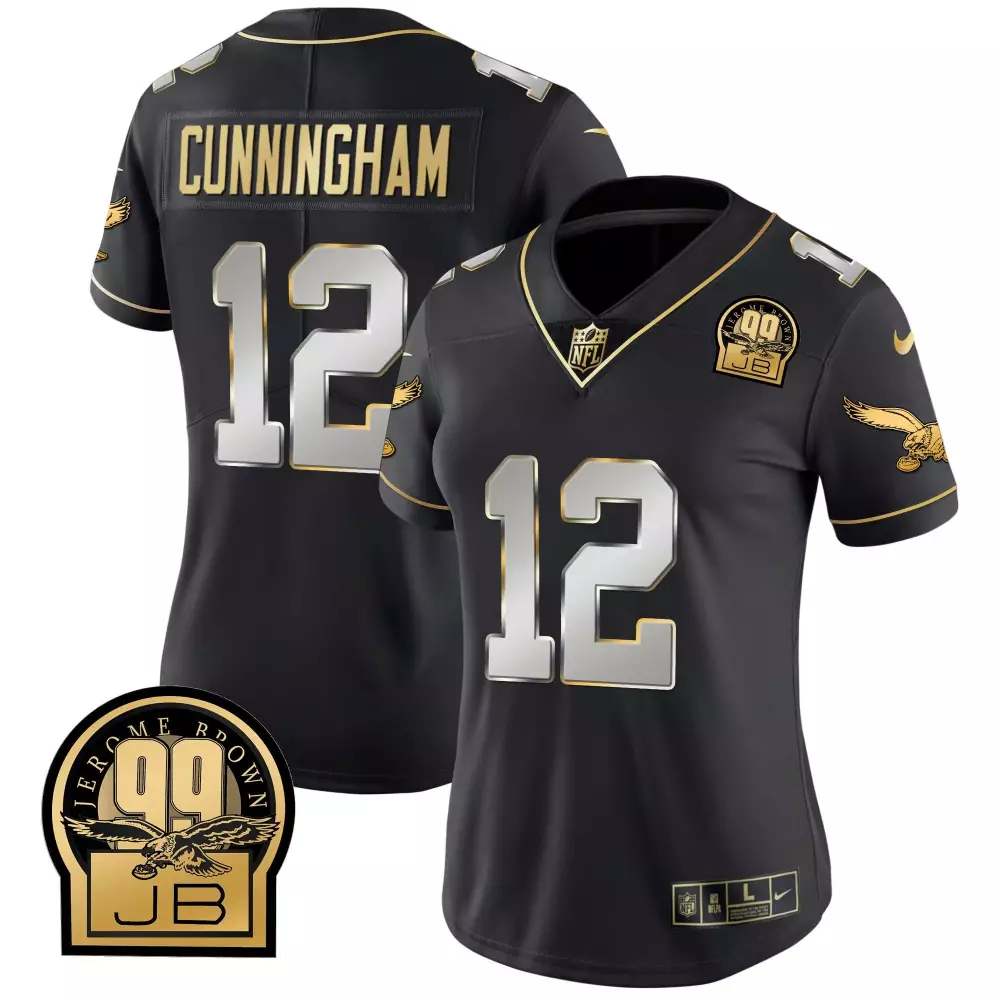 randall cunningham black limited womens philadelphia eagles jerome brown retired patch gold kelly jersey all stitched