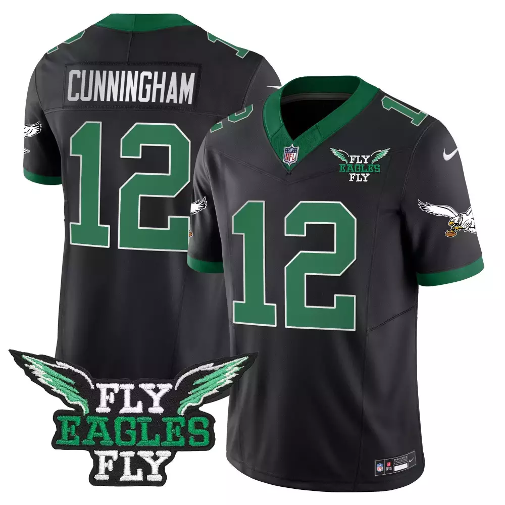 Randall Cunningham Philadelphia Eagles Black Men's Alternate Kelly Green Gold Jersey | All Stitched for Men, Women & Youth