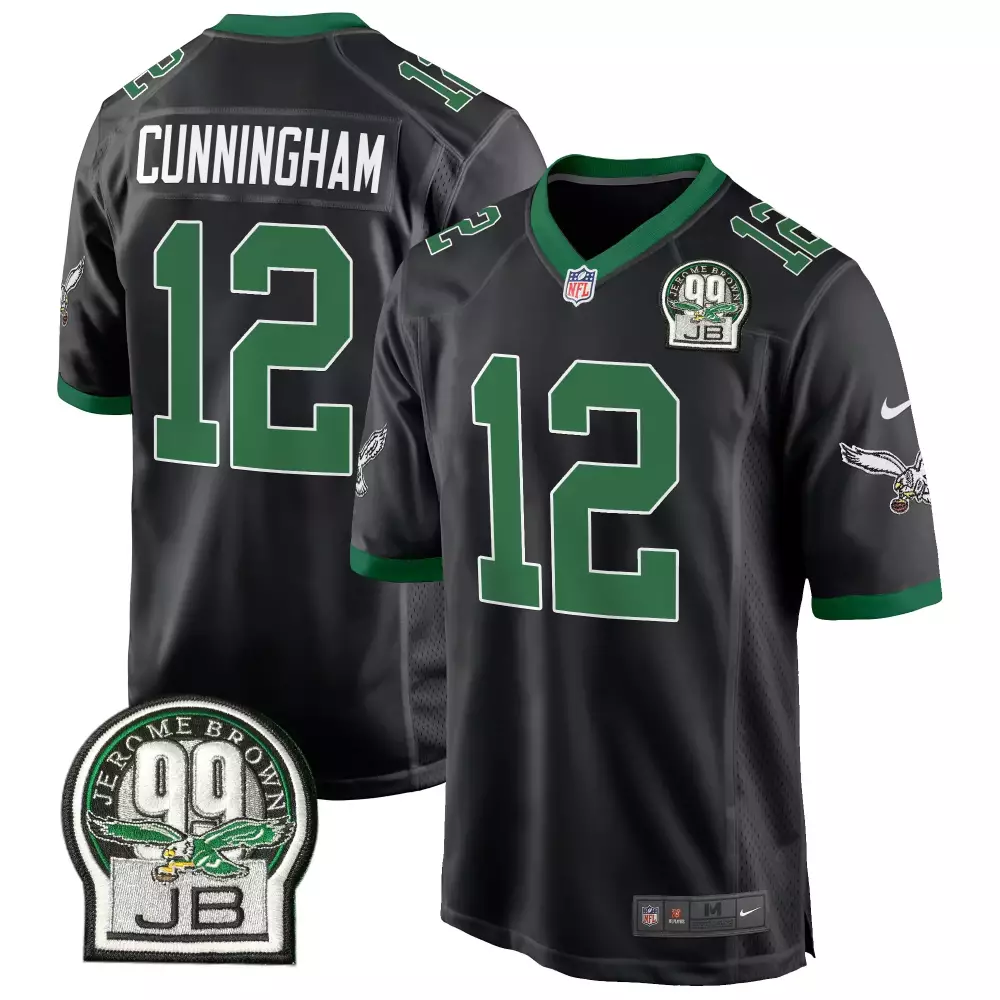 Randall Cunningham Philadelphia Eagles Black Men's Jerome Brown Patch Kelly Green Alternate Jersey | All Stitched for Men, Women & Youth